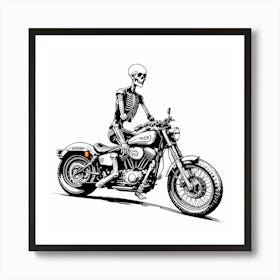 Skeleton Riding A Motorcycle Art Print