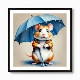 Hamster In The Rain 7 Art Print