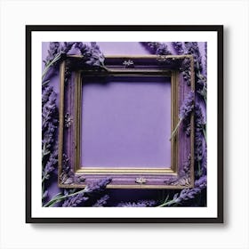 Lavender Frame On Purple Background 4 Art Print