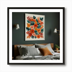 Orange Floral Print Art Print