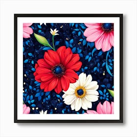 Seamless Pattern With Flowers 2 Art Print