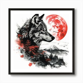 Wolf In The Moonlight 6 Art Print