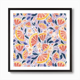 Grapefruit Print Square Art Print