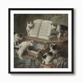 Kittens At The Piano Art Print