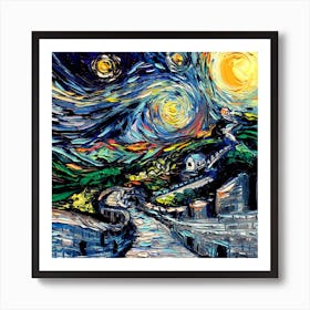 The Great Wall Nature Painting Starry Night Van Gogh Art Print