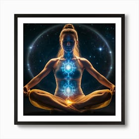 Woman In Meditation Energy auras 2 Art Print