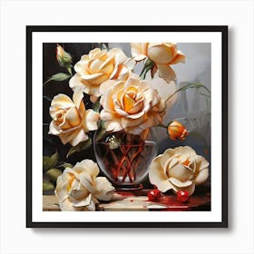 Roses In A Vase Art Print