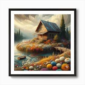 Abstract Cabin By The Lake 3 001 001 Copy Art Print