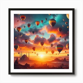 Hot Air Balloons In The Sky Art Print