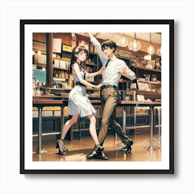 Couple Dancing In A Cafe1 Art Print