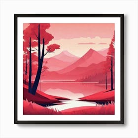 Misty mountains background in red tone 42 Art Print