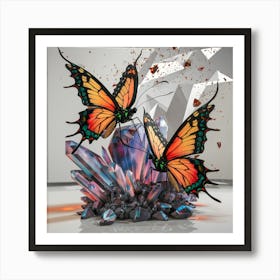 Butterflies And Crystals Art Print