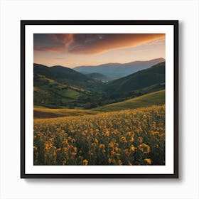 Sunset In Tuscany Farm Art Print