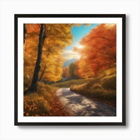 Autumn Road Art Print