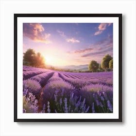 Lavender Field At Sunset Art Print