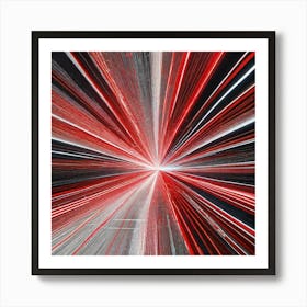 Red white black neon lines Art Print