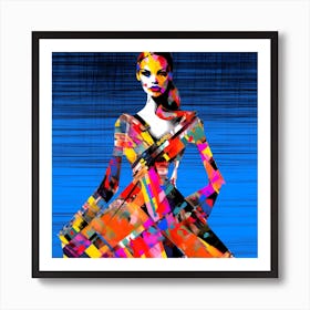 Woman In A Colorful Dress Art Print