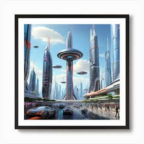 Futuristic Cityscape Art print Art Print