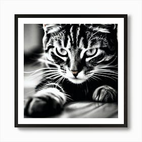 Black And White Cat 20 Art Print