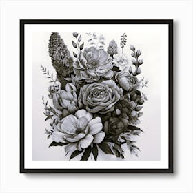 Black And White Flowers Art Print
