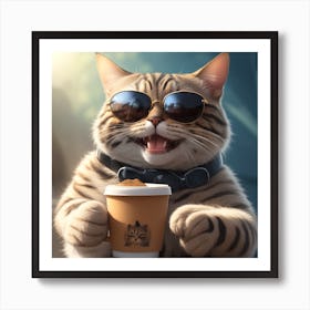 Cat Sitting And Smiling Art Print