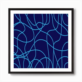 Blue Two Tone Line Art Art Print