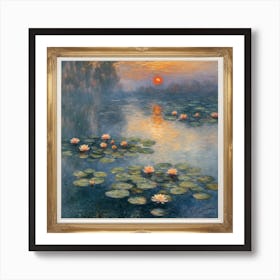 Water Lilies Setting Sun, Claude Monet Art Print (1) Art Print