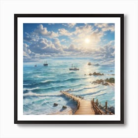 Dreamshaper V7 The Beautiful Beach The Clear White Water And A 0 Art Print