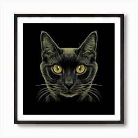 Black Cat With Yellow Eyes Art Print