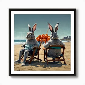 Rabbits On The Beach 1 Art Print