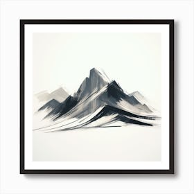 Mountains In Black And White Art Print
