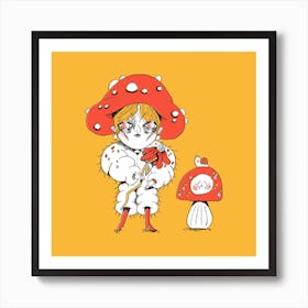 Mushroom Fairy Square Art Print