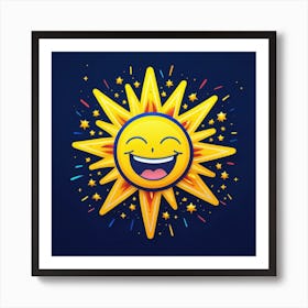 Lovely smiling sun on a blue gradient background 132 Art Print