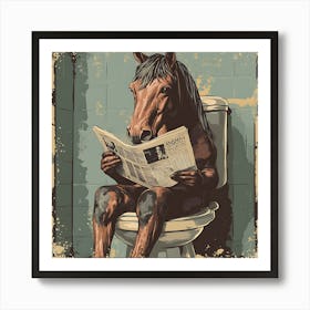 Horse Reading Newspaper 3 Art Print