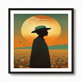 Old Man And The Sunset Art Print