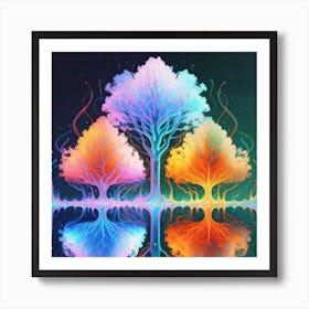 Three Colorful Trees in neon colors Art Print