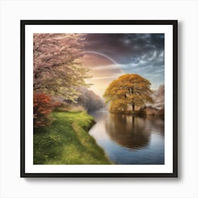 Rainbow Over A River Art Print