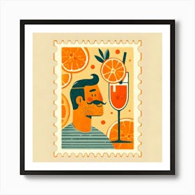 Man with Aperitif Spritz on a Postage Stamp Art Print