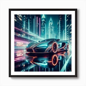 Neon Sport Car Art Print