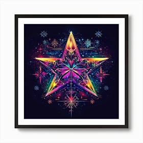 Vector Illustration Glowing Holiday Stars Art Print