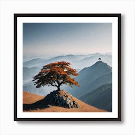 Lone Tree On Top Of Mountain 29 Art Print