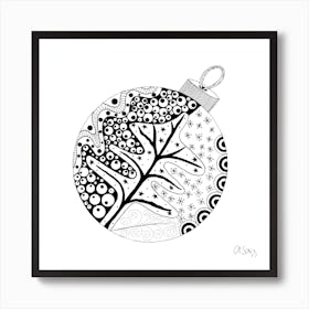 Black And White Christmas Ornament Art Print