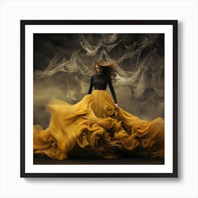 Lady Yellow Dress Art Print