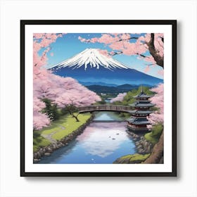 Cherry Blossoms In Fuji 4 Art Print