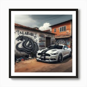 Graffiti Ford Mustang Art Print