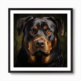 Portrait Of A Rottweiler Art Print