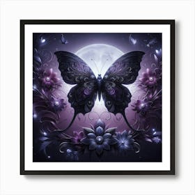 Butterfly In The Moonlight 2 Art Print