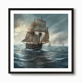 Sailing Ship In The Ocean 1 Art Print