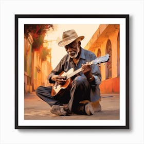 Old Man Playing Guitar 6 Art Print