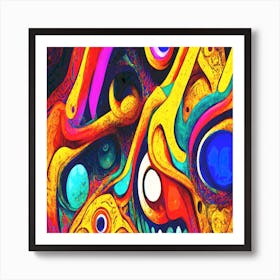 Abstract Fluorescence: Watercolor Neural Network Art Art Print